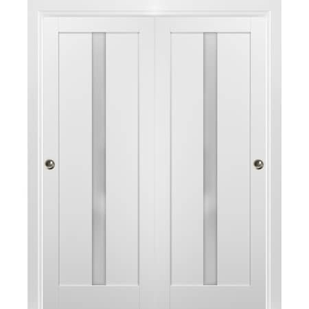Sartodoors Closet Bypass Interior Door, 60" x 80", White QUADRO4112DBD-WS-60